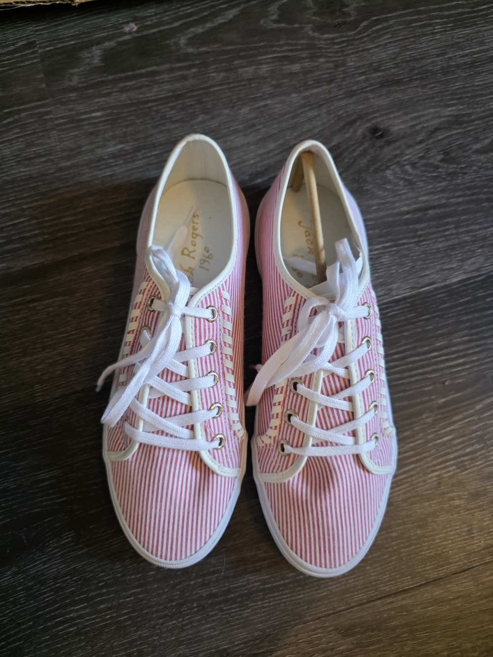 Red And Whitw Striped Lace-Up Women's Sneakers - Canvas Casual Shoes